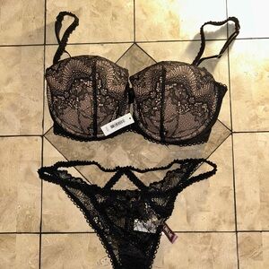 Adore Me Black Lace Bra and Panty Set